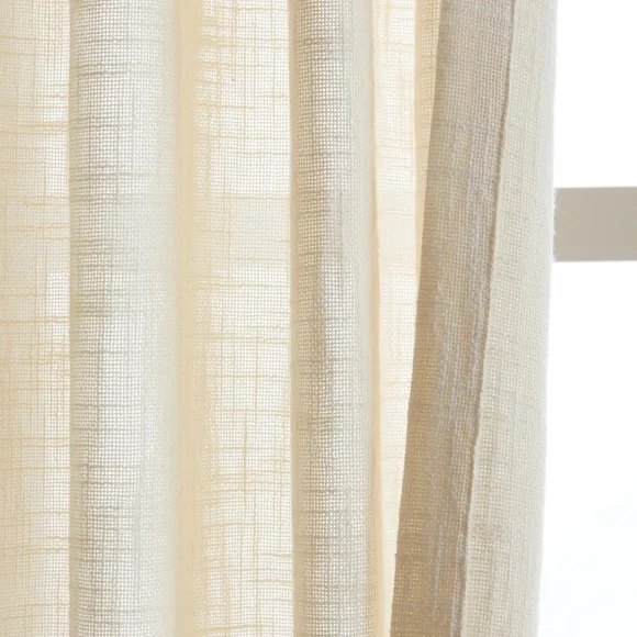 NWT QUINCE Set Of 4 48x108 Cotton Sheer Curtains Ivory 6767 - Picture 4 of 8